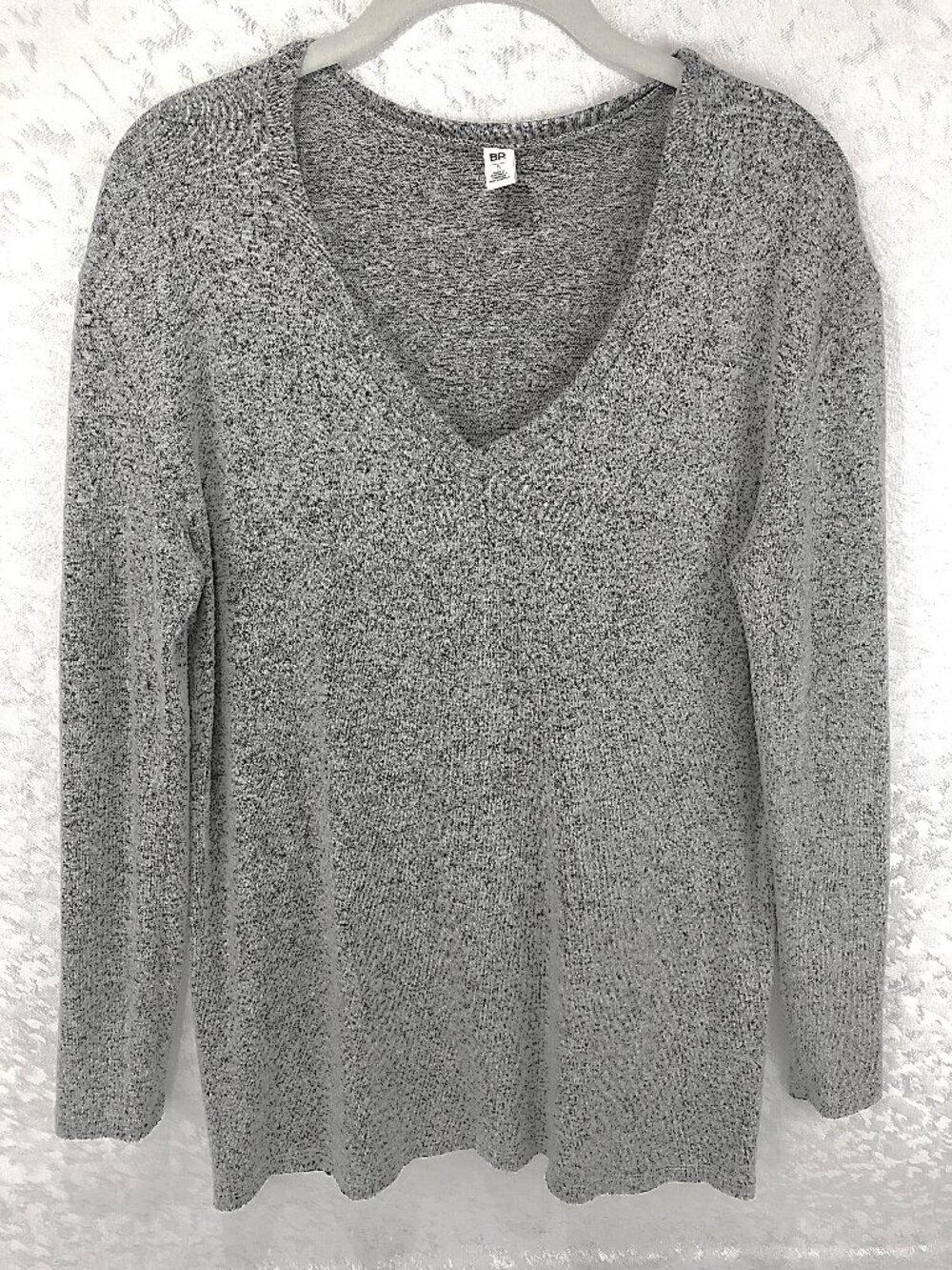 BP Nordstrom Heather Gray V-Neck Sweater Cozy Knit Pullover Size S